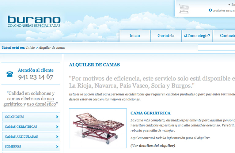 Diseño Web Burano Colchonería (Publifiel)